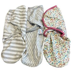 Swaddle Me Cotton Sleep Sack Swaddle Baby Size S/M Lot of 3 Floral Stripe